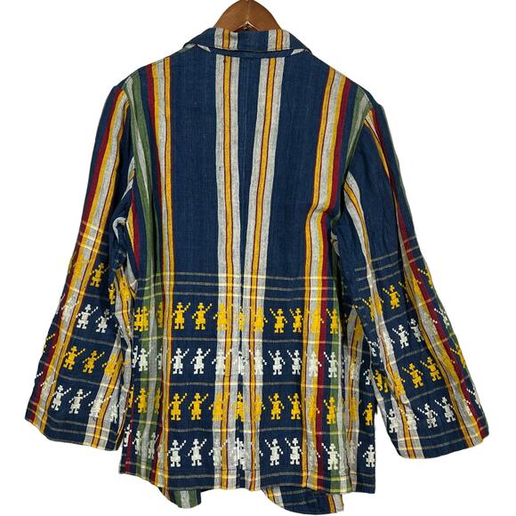 Vintage Handmade Rainbow Robot Blazer Stripe Dual Button - L - Picture 1 of 7